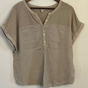 Lucky Brand Light Brown Oversized Henley Women's Shirt